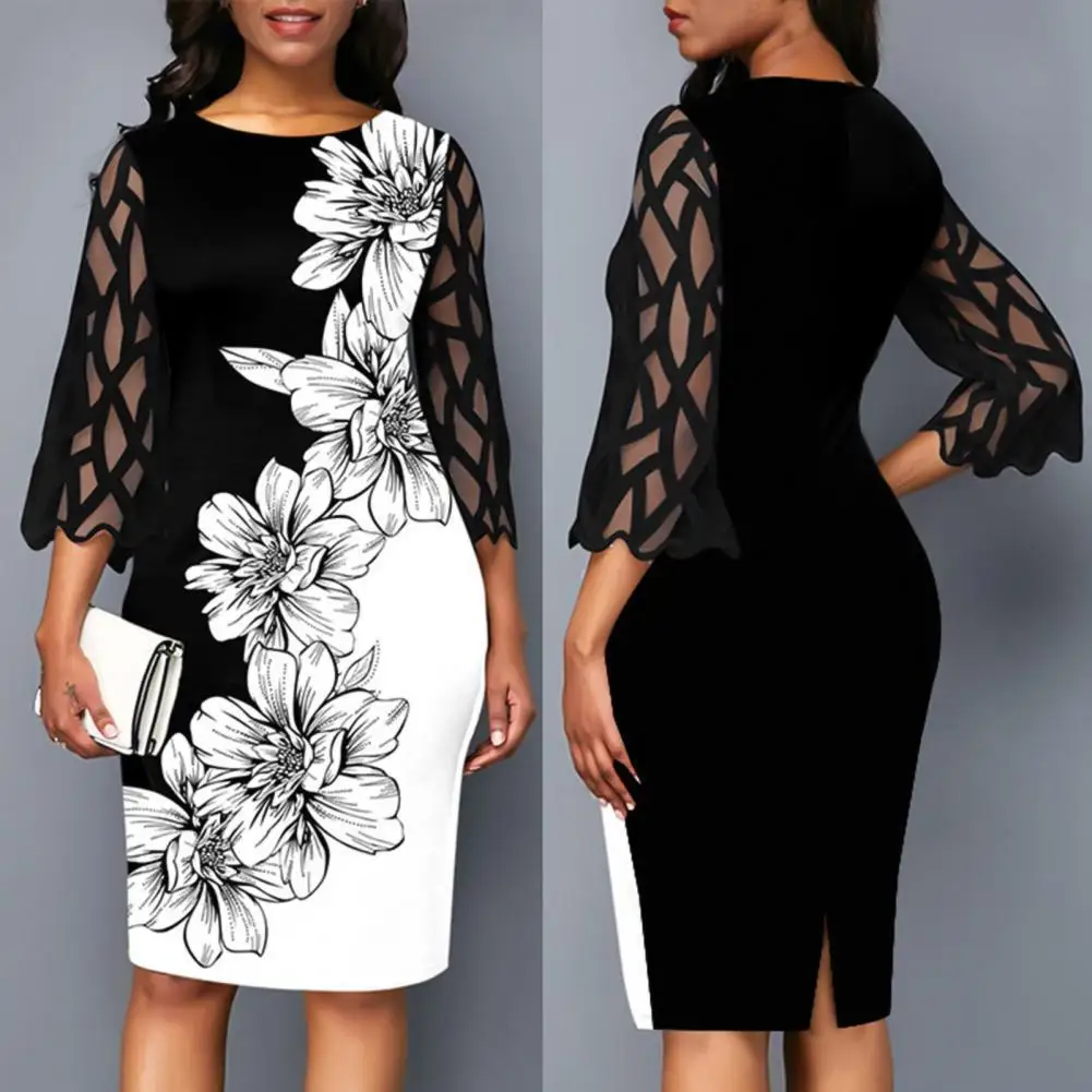 Office Ladies Floral Bodycon Women Dress Summer Mesh Patchwork 3/4 Sleeve Dresses Streetwear Vintage Sexy Party Dress
Office Ladies Floral Bodycon Women Dress Summer Mesh Patchwork 3/4 Sleeve Dresses Streetwear Vintage Sexy Party Dress