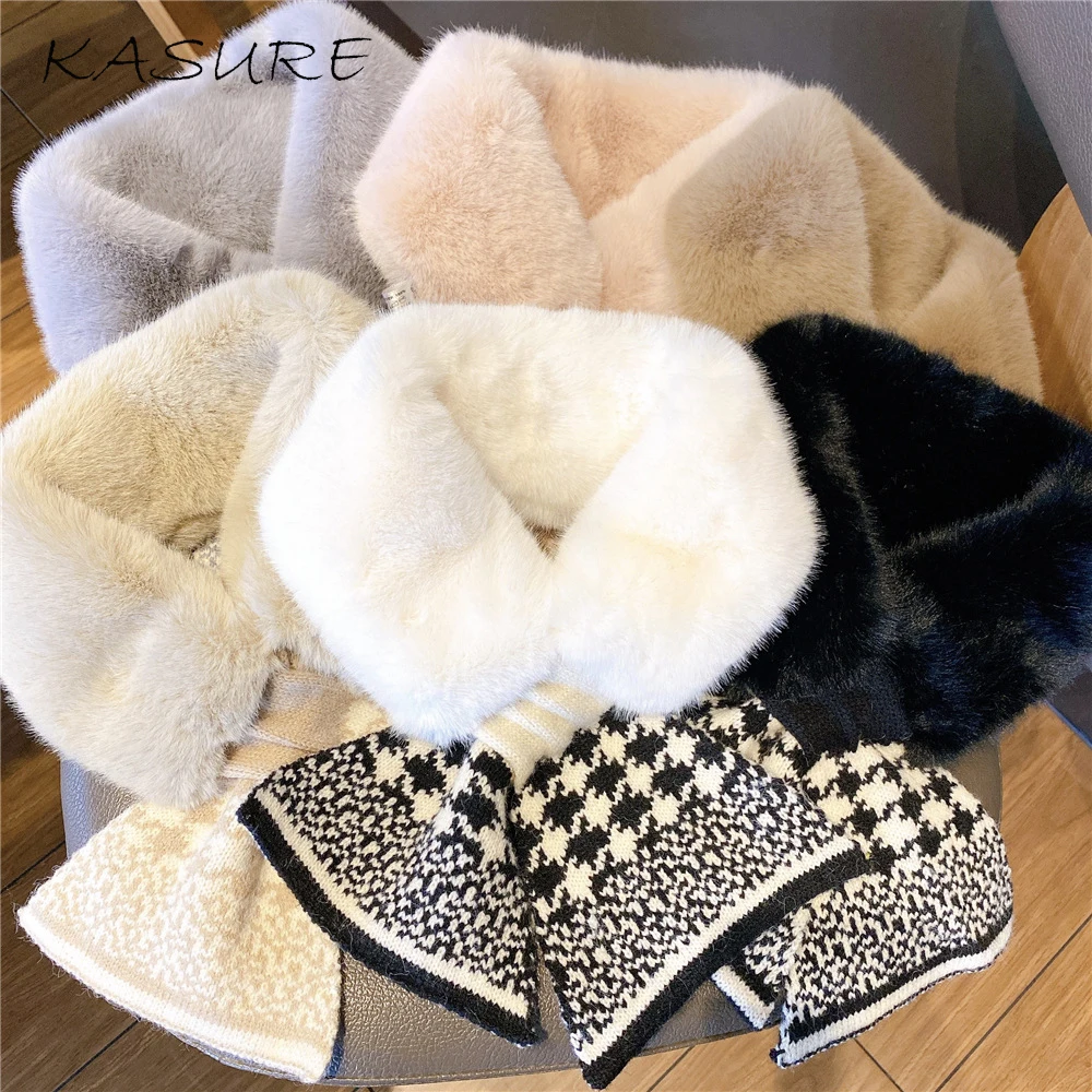 Kasure 2020 New Autumn Winter Houndstooth Fashion Crochet Knitted Scarf Foulard Femme Faux Fur Collar Neck Warmer Scarves Women
Kasure 2020 New Autumn Winter Houndstooth Fashion Crochet Knitted Scarf Foulard Femme Faux Fur Collar Neck Warmer Scarves Women
