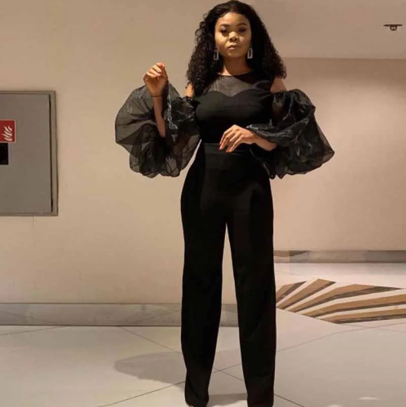 Women Sexy Perspective Organza Lantern Sleeve Slim Waist Birthday Party Dinner Jumpsuits Female Ladies New Wide Leg Pant Rompers
Women Sexy Perspective Organza Lantern Sleeve Slim Waist Birthday Party Dinner Jumpsuits Female Ladies New Wide Leg Pant Rompers