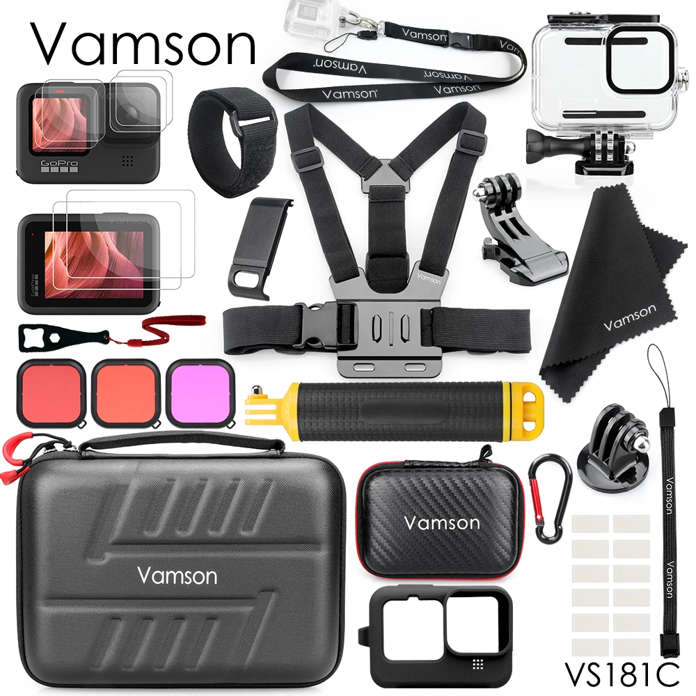 Vamson Headband Chest Belt Bicycle Bracket Waterproof Housing Case Upgrade Accessories Package of 3 Models for Gopro 10 9 VS185
Vamson Headband Chest Belt Bicycle Bracket Waterproof Housing Case Upgrade Accessories Package of 3 Models for Gopro 10 9 VS185