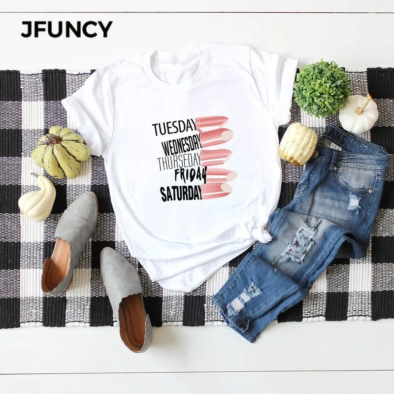 Футболка JFUNCY женская с коротким рукавом свободная хлопковая Повседневная модная