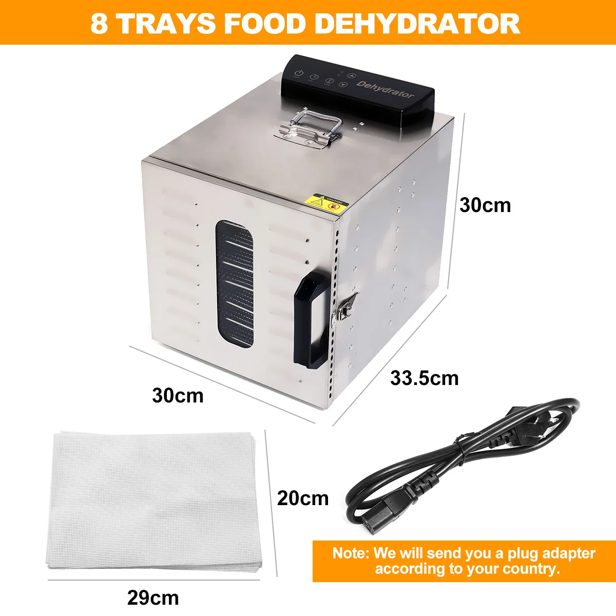 8 Trays Food Dehydrator Fruit Drying Machine Dryer For Vegetables Dried Fruit Meat Drying Machine Stainless kitchen Equipment
8 Trays Food Dehydrator Fruit Drying Machine Dryer For Vegetables Dried Fruit Meat Drying Machine Stainless kitchen Equipment
