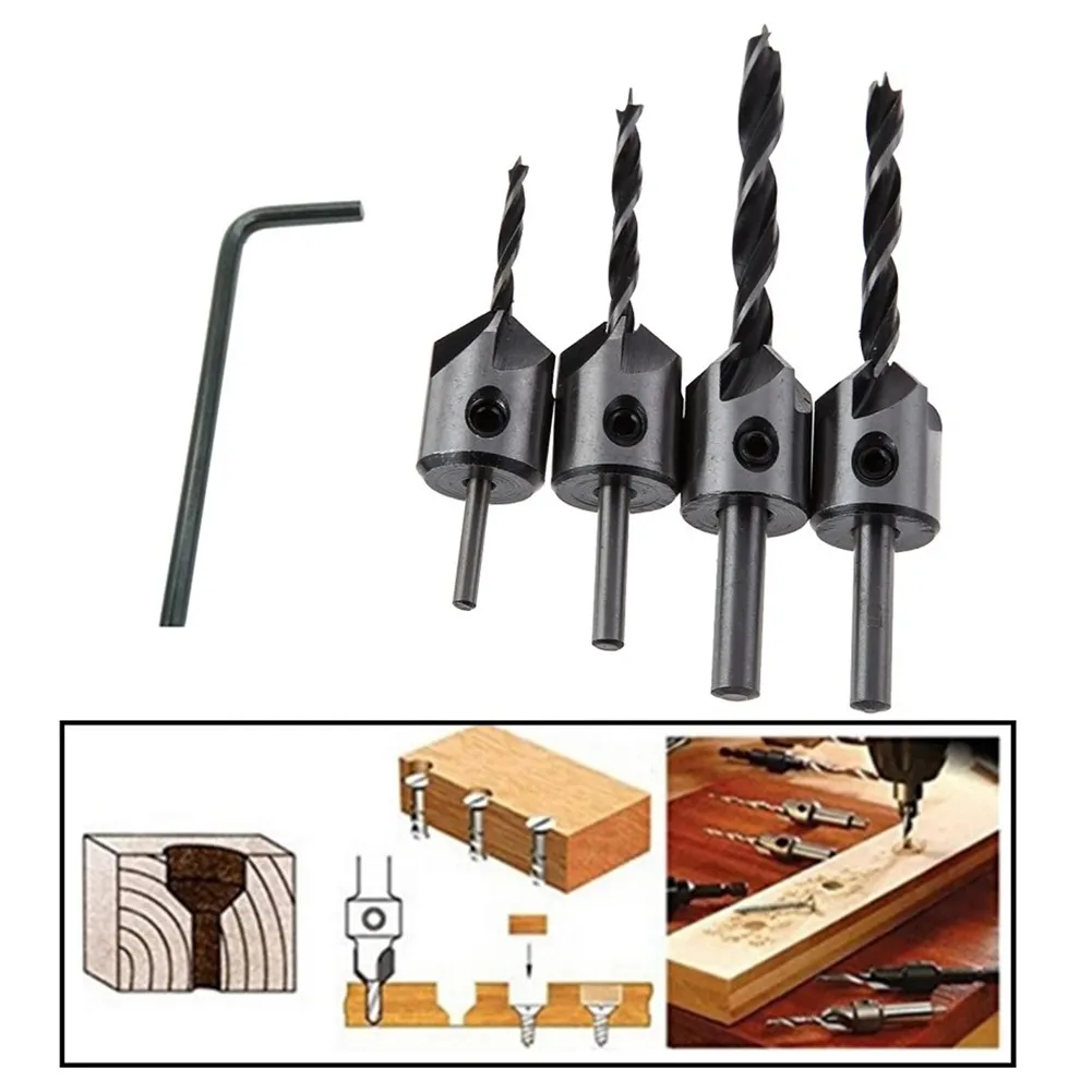 4 Pcs 3mm-6mm HSS 5 Flute Countersink Head Drill Bit Set Carpentry Reamer Woodworking Chamfer End Milling Hole Wood DIY Kits
4 Pcs 3mm-6mm HSS 5 Flute Countersink Head Drill Bit Set Carpentry Reamer Woodworking Chamfer End Milling Hole Wood DIY Kits