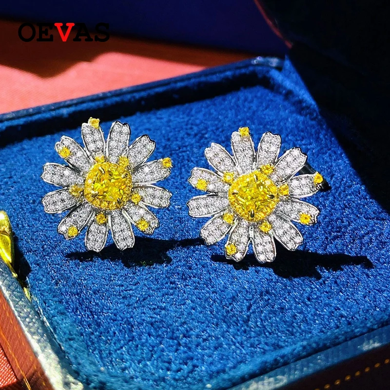 OEVAS 100% 925 Sterling Silver Sparkling Full High Carbon Diamond Topaz Flower Stud Earrings For Women Party Fine Jewelry Gifts
OEVAS 100% 925 Sterling Silver Sparkling Full High Carbon Diamond Topaz Flower Stud Earrings For Women Party Fine Jewelry Gifts