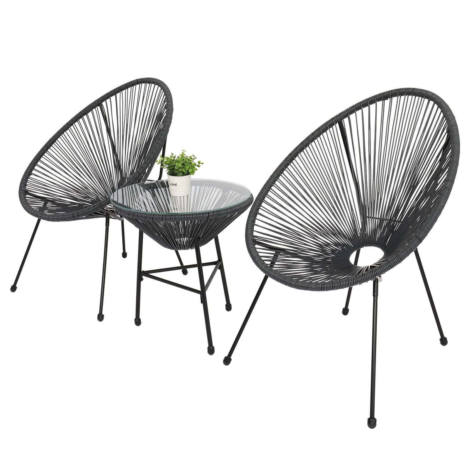 Outdoor Patio Furniture, Bistro Set with 2 Chairs and Glass Top Table, Gray, 3 Piece
Outdoor Patio Furniture, Bistro Set with 2 Chairs and Glass Top Table, Gray, 3 Piece