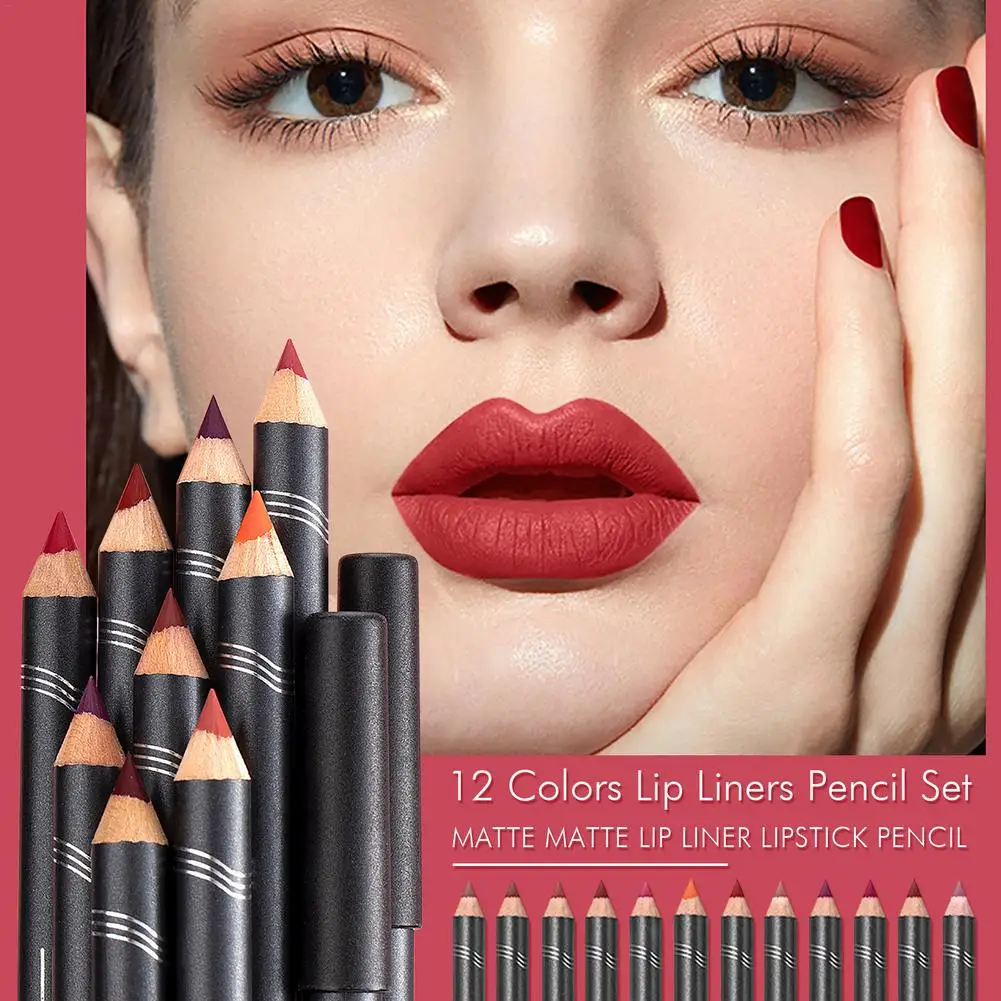 Набор карандашей для губ, стойкие матовые Lipliners, Профессиональная Матовая водостойкая помада, 12 цветов 
Набор карандашей для губ, стойкие матовые Lipliners, Профессиональная Матовая водостойкая помада, 12 цветов