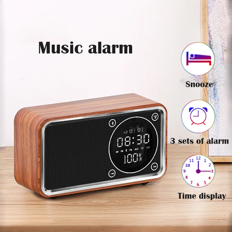 Цифровой светодиодный Будильник с Bluetooth-динамиком музыкальный плеер настольные