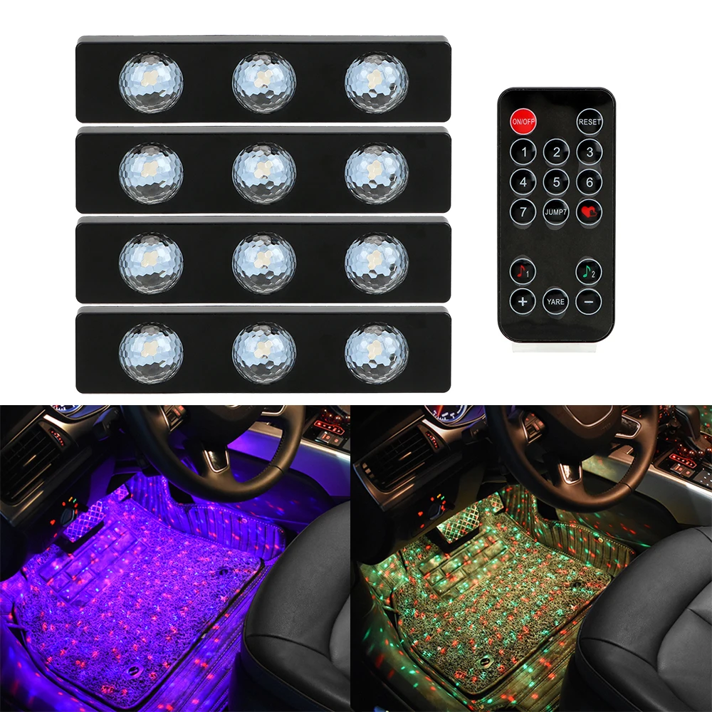 4PCS Car Interior Decor Atmosphere Star Lights Strip Music Remote Control 12 LED LED Atmosphere Light Car Decorative Light
4PCS Car Interior Decor Atmosphere Star Lights Strip Music Remote Control 12 LED LED Atmosphere Light Car Decorative Light