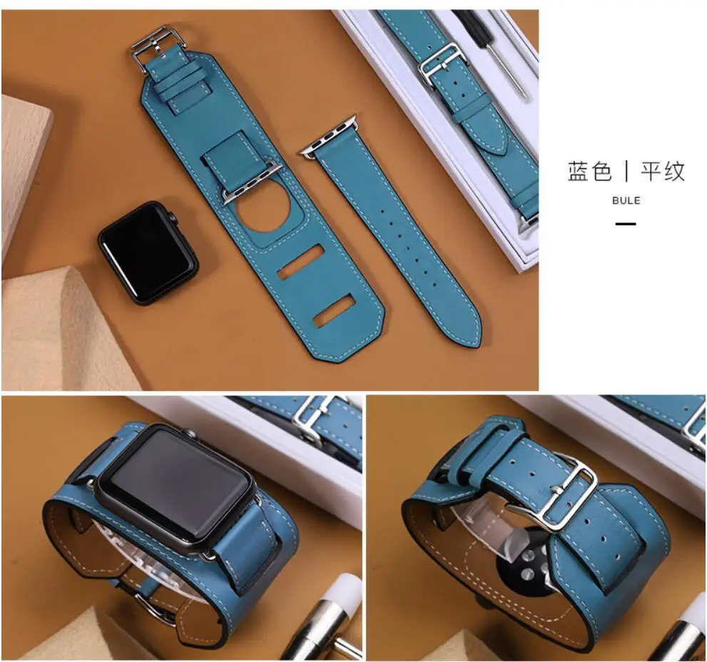 Ремешок из натуральной кожи для Apple Watch Band Series 6/5/4/3/2/1 Кожаный Браслет манжета 42 мм