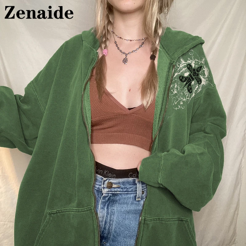 Женская куртка с капюшоном Zenaide Print Y2k, зимняя зеленая винтажная куртка на молнии, в стиле гранж, в Корейском стиле
Женская куртка с капюшоном Zenaide Print Y2k, зимняя зеленая винтажная куртка на молнии, в стиле гранж, в Корейском стиле