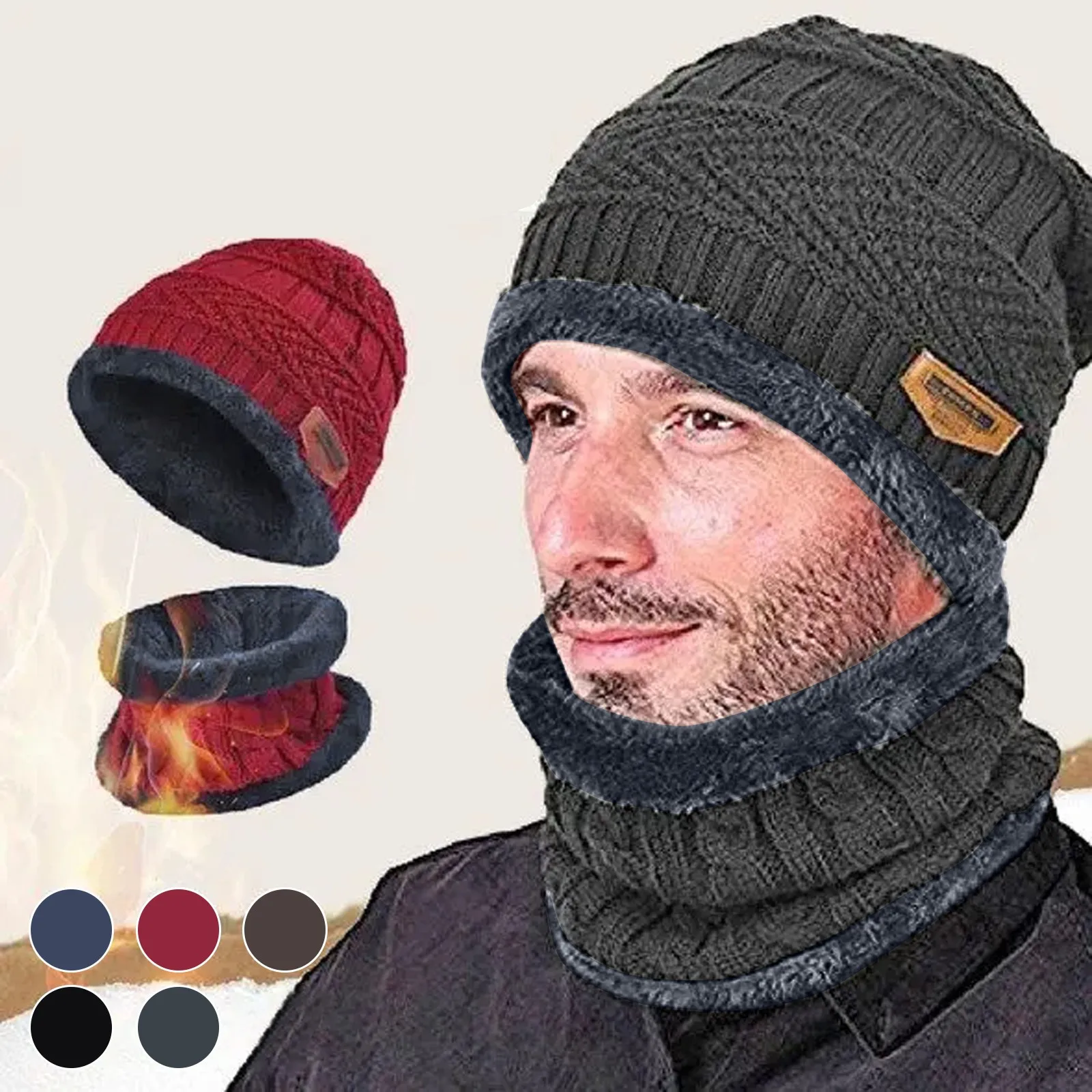 Neck Warmer Knitted Hat Scarf Set Fur Wool Lining Thick Warm Knit Beanies Balaclava Winter Hat For Men Women Cap Skullies Bonnet
Neck Warmer Knitted Hat Scarf Set Fur Wool Lining Thick Warm Knit Beanies Balaclava Winter Hat For Men Women Cap Skullies Bonnet