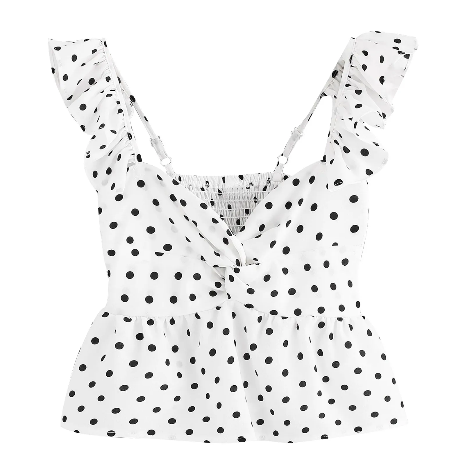 Crop Top Shirt For Elegant Fashion Women Spot Ruffles Vest Sleeveless Splicing Short Camis Casual Tank Tops 
Crop Top Shirt For Elegant Fashion Women Spot Ruffles Vest Sleeveless Splicing Short Camis Casual Tank Tops