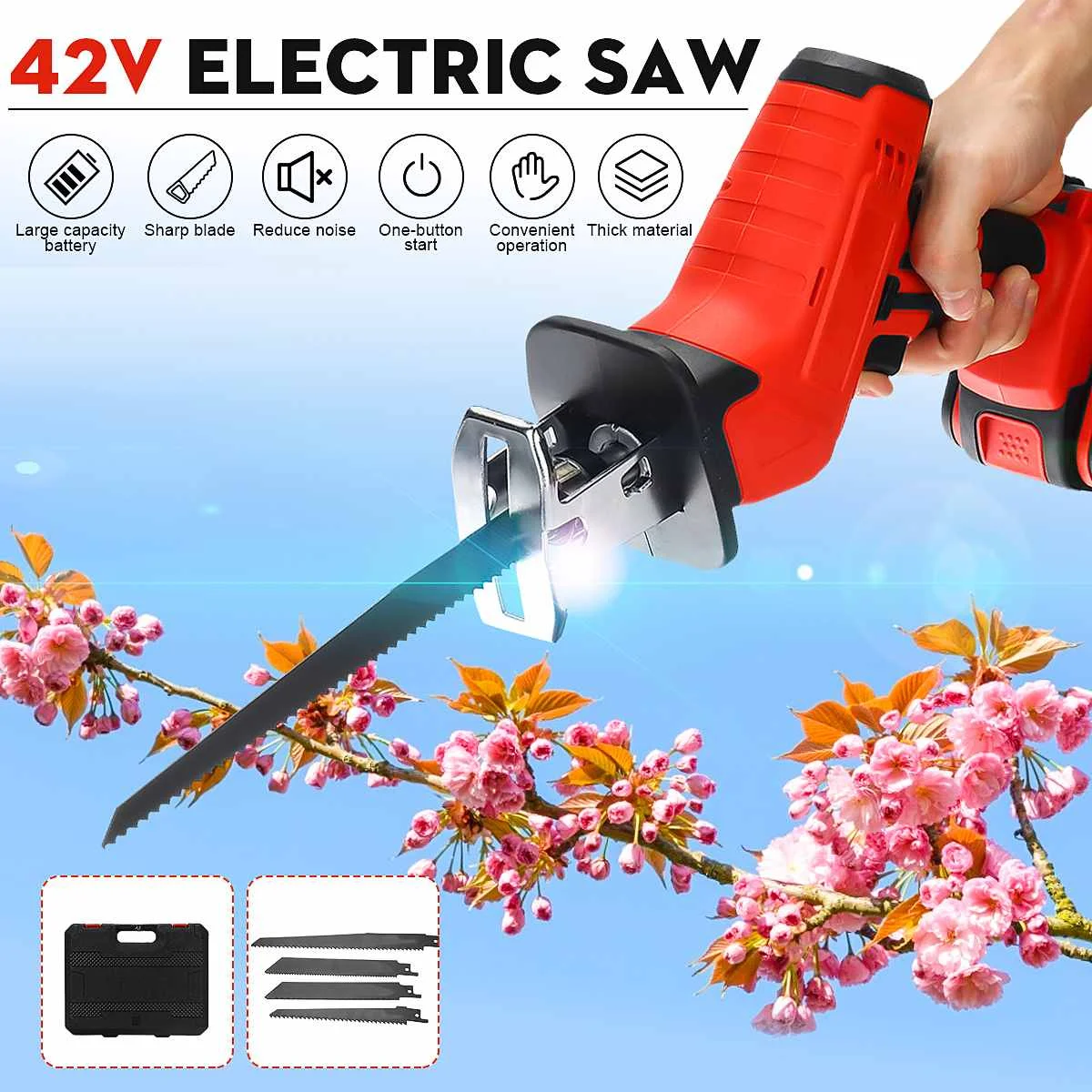 Doersupp 42V Battery Cordless Reciprocating Saw Wood/Metal Cutting Saw Saber Saw Portable Electric Saw Rechargeable Power Tool
Doersupp 42V Battery Cordless Reciprocating Saw Wood/Metal Cutting Saw Saber Saw Portable Electric Saw Rechargeable Power Tool
