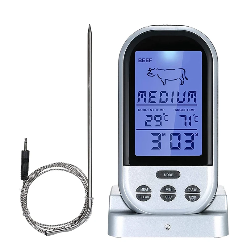 Digital BBQ Meat Thermometer for Grill/Oven Waterproof Thermometer with Wireless Probe,for Kitchen Cooking Food
Digital BBQ Meat Thermometer for Grill/Oven Waterproof Thermometer with Wireless Probe,for Kitchen Cooking Food