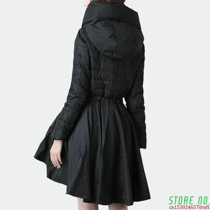 Loose Style Black Pleated Long Back Down Cotton New Hooded Long Sleeve Warm Ladies Coat Fashion 2020 Autumn And Winter
Loose Style Black Pleated Long Back Down Cotton New Hooded Long Sleeve Warm Ladies Coat Fashion 2020 Autumn And Winter