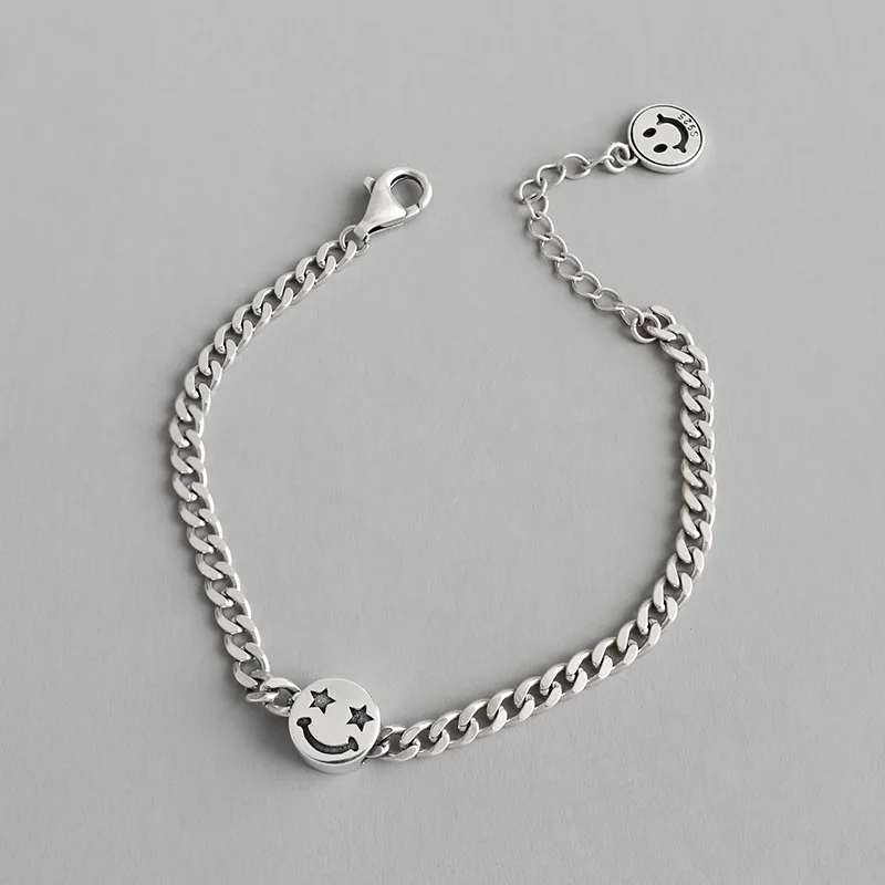 925 sterling silver bracelets for women,round smile face Pentagram star link Vintage chain,party engagement bridal bands jewelry
925 sterling silver bracelets for women,round smile face Pentagram star link Vintage chain,party engagement bridal bands jewelry
