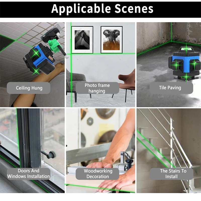 Laser Level Green Beam Cross 12/16 Line Laser 360 Rotary Self-Leveling Horizontal Vertical Construction Tool With Tripod Battery 
Laser Level Green Beam Cross 12/16 Line Laser 360 Rotary Self-Leveling Horizontal Vertical Construction Tool With Tripod Battery
