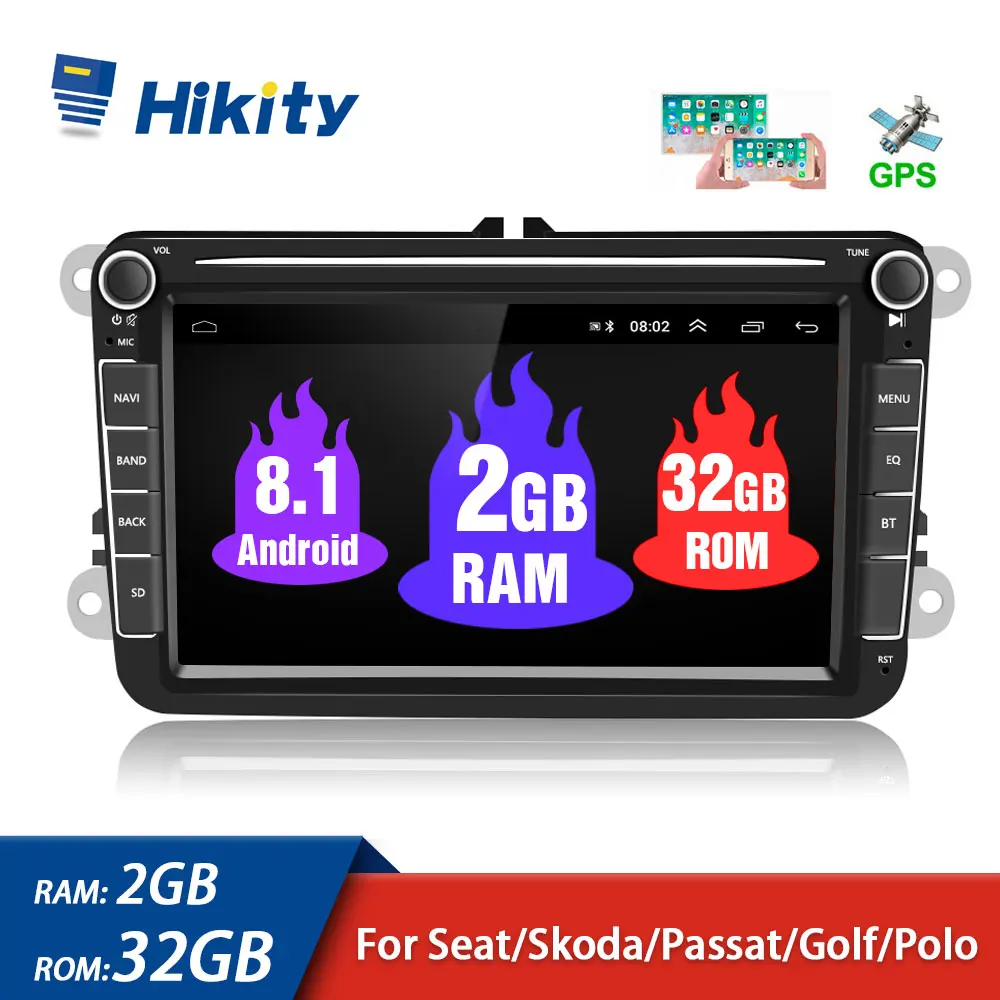 Автомагнитола Hikity 2 Din Android 8 1 GPS для VW/Volkswagen/Golf/Polo/Passat/b7/b6/SEAT/leon/Skoda|Автомагнитолы| |