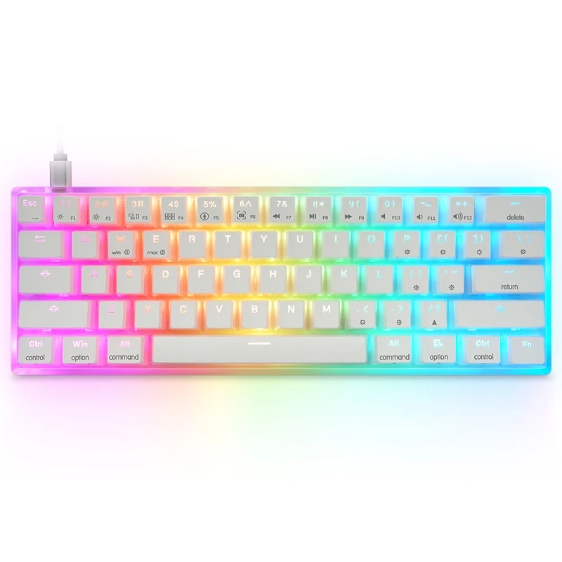 

AK61 Mechanical Gaming Keyboard 61 Keys 16 million Color RGB LED Backlit Programmable for PC/Mac Gamer Gateron Hot swap