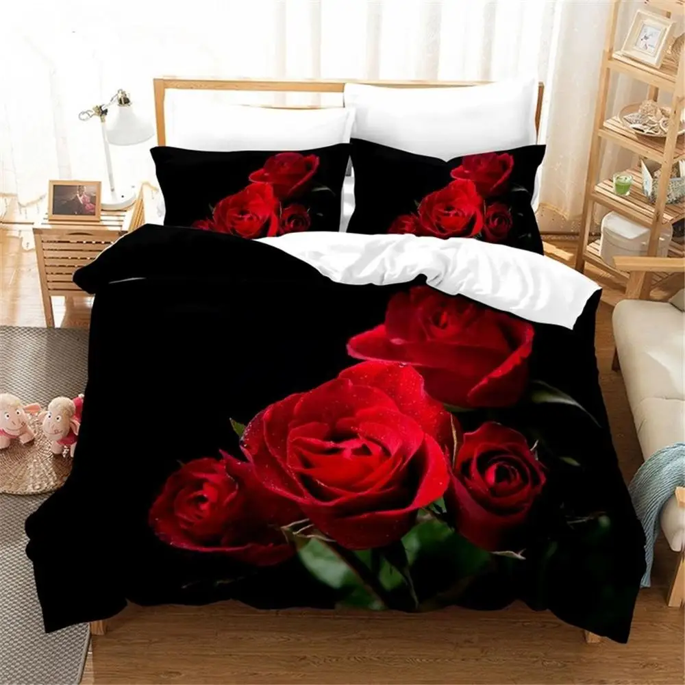 Flower Red Rose Bedding Set Luxury Comforter Duvet Cover Pillowcase Comforter Couple Wedding Bed Linen King Queen Single Size
Flower Red Rose Bedding Set Luxury Comforter Duvet Cover Pillowcase Comforter Couple Wedding Bed Linen King Queen Single Size