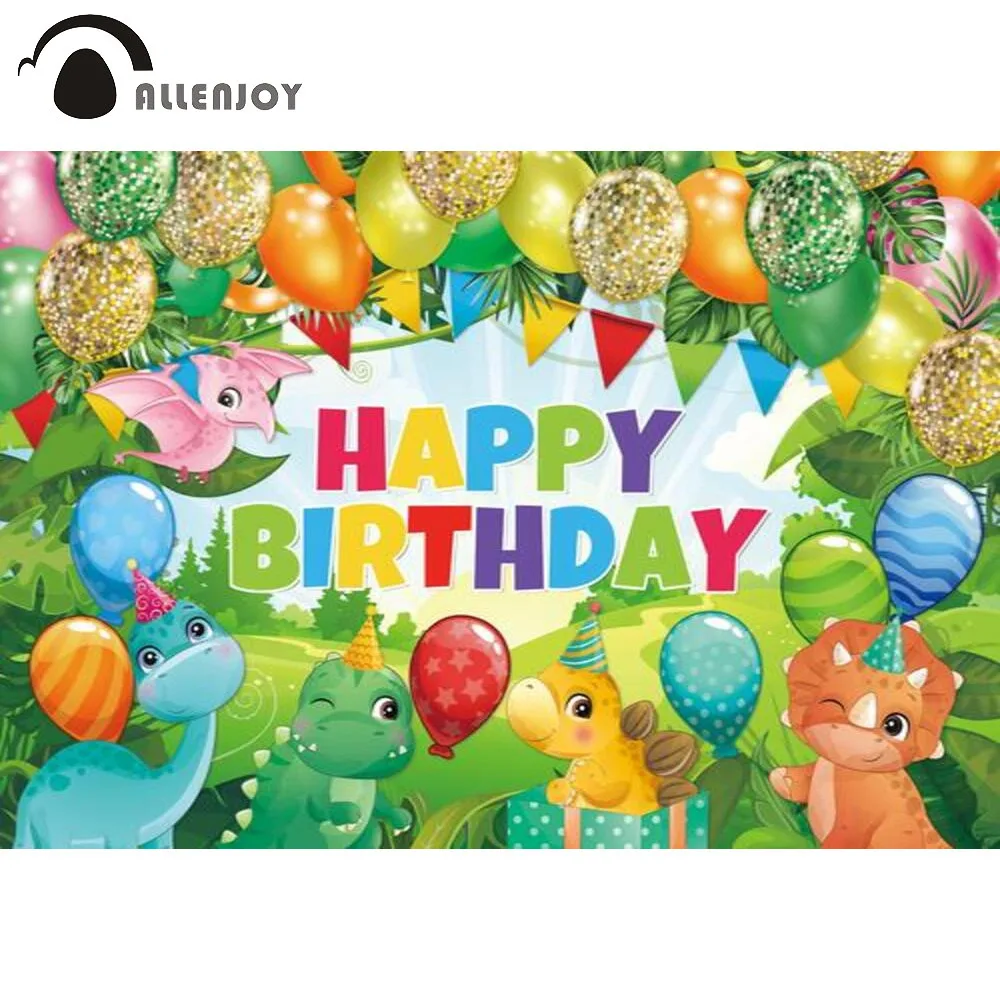 

Allenjoy празднование Дня Рождения Вечеринка динозавр животные флаг баннер фон воздушные шары джунгли сафари праздник для будущей мамы