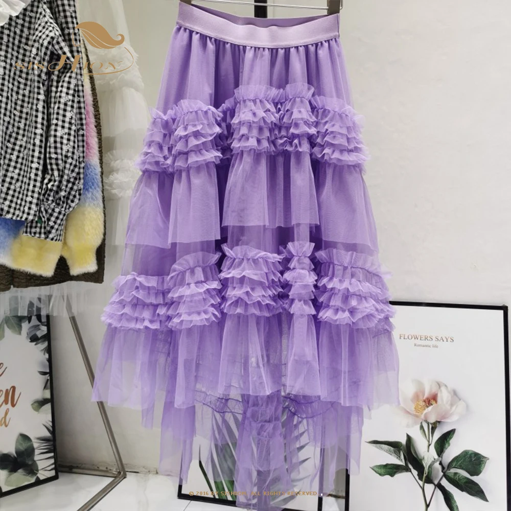 Purple Mesh Midi Women Skirts VD2669 Za Goth Lolita Summer High Waist Irregular юбка High Low Ruch Elastic Fluffy Skirts faldas 
Purple Mesh Midi Women Skirts VD2669 Za Goth Lolita Summer High Waist Irregular юбка High Low Ruch Elastic Fluffy Skirts faldas
