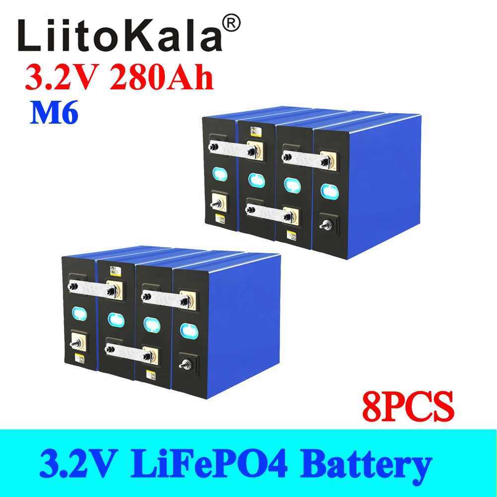 8pcs LiitoKala 3.2v 280ah Lifepo4 Rechargeable Battery Lithium Iron Phosphate Solar Cell 12v 24v 280ah Grade A Lifepo4 Cell
8pcs LiitoKala 3.2v 280ah Lifepo4 Rechargeable Battery Lithium Iron Phosphate Solar Cell 12v 24v 280ah Grade A Lifepo4 Cell