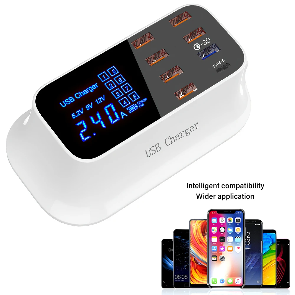 SPASH Fast Charger 3.0 USB Quick Charge Universal Mobile Phone 8 Port 18W Multi Charging Station Dock Desktop For All Phone
SPASH Fast Charger 3.0 USB Quick Charge Universal Mobile Phone 8 Port 18W Multi Charging Station Dock Desktop For All Phone