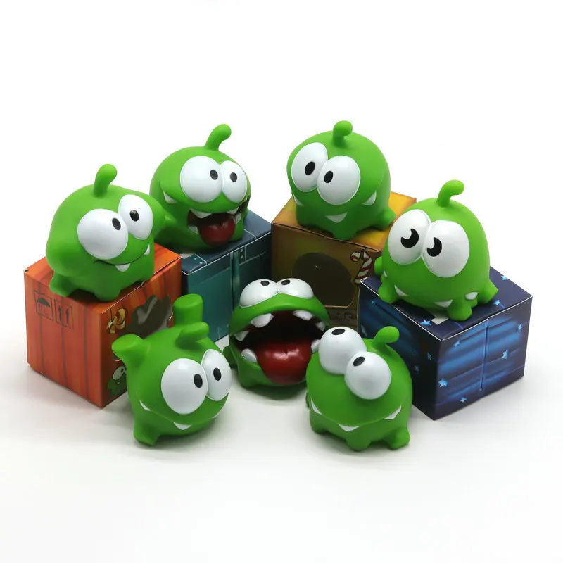 

1 pc Cut The Rope Game Rubber Frog Dolls Kawaii Cut The Rope OM NOM Candy Gulping Monster Action Figure Toy Kids Baby Bath Toy