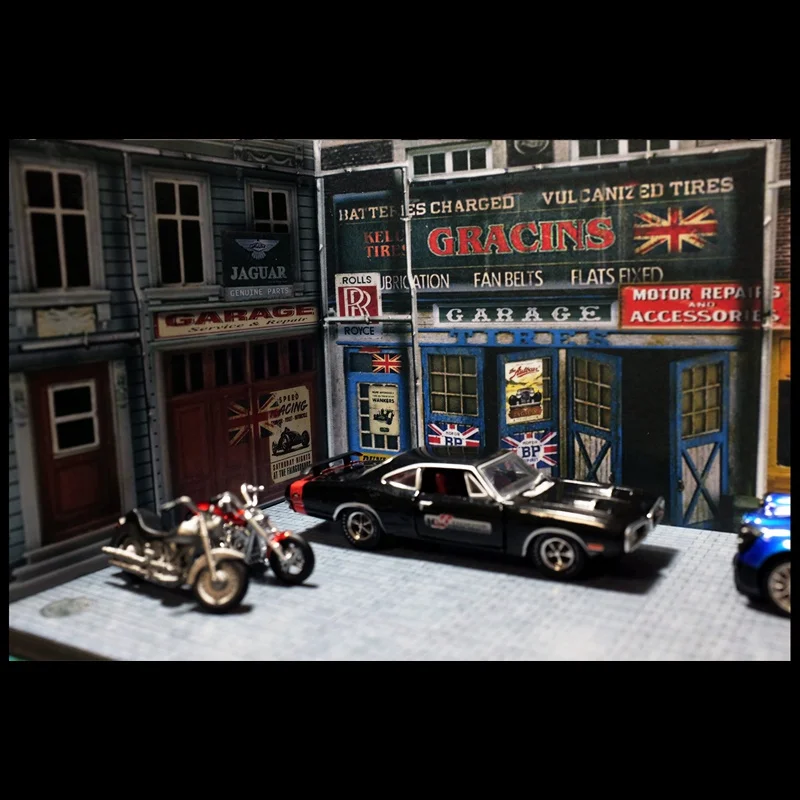 

1:64 Car Model Diorama Street Corner Scenery Photo Background ParkingLot Display