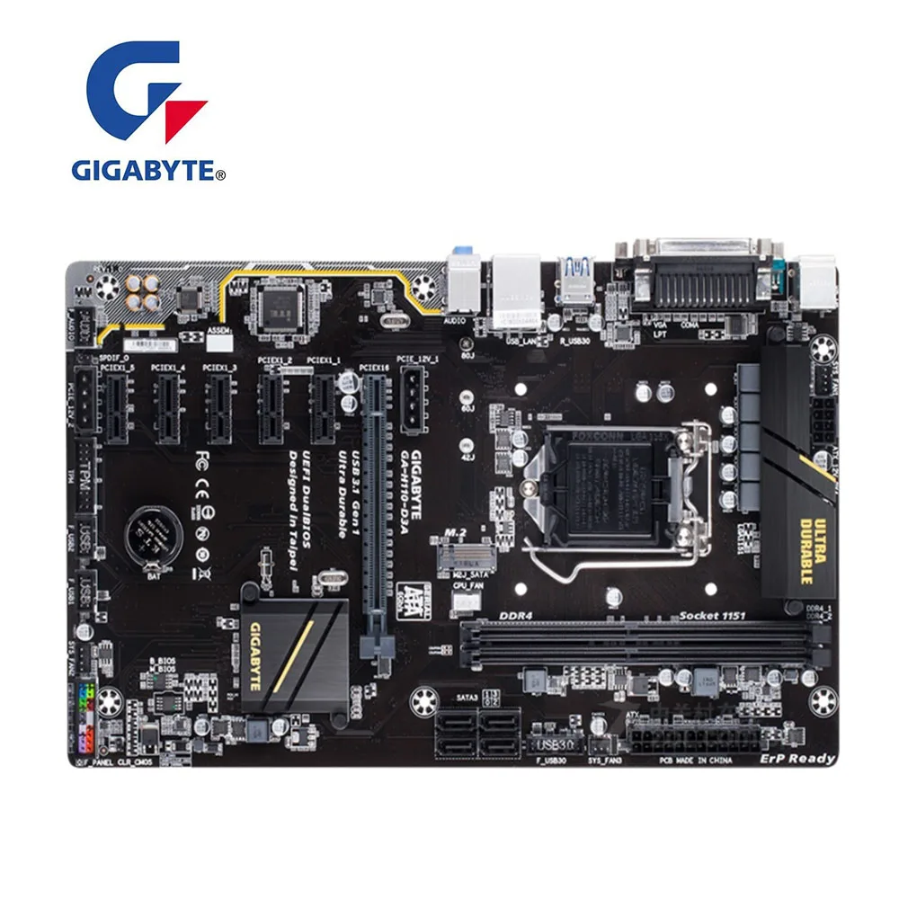 Для GIGABYTE H110 D3A Настольный GA материнская плата H110M разъем LGA 1151 PCI E 3 0 USB 1 DDR4