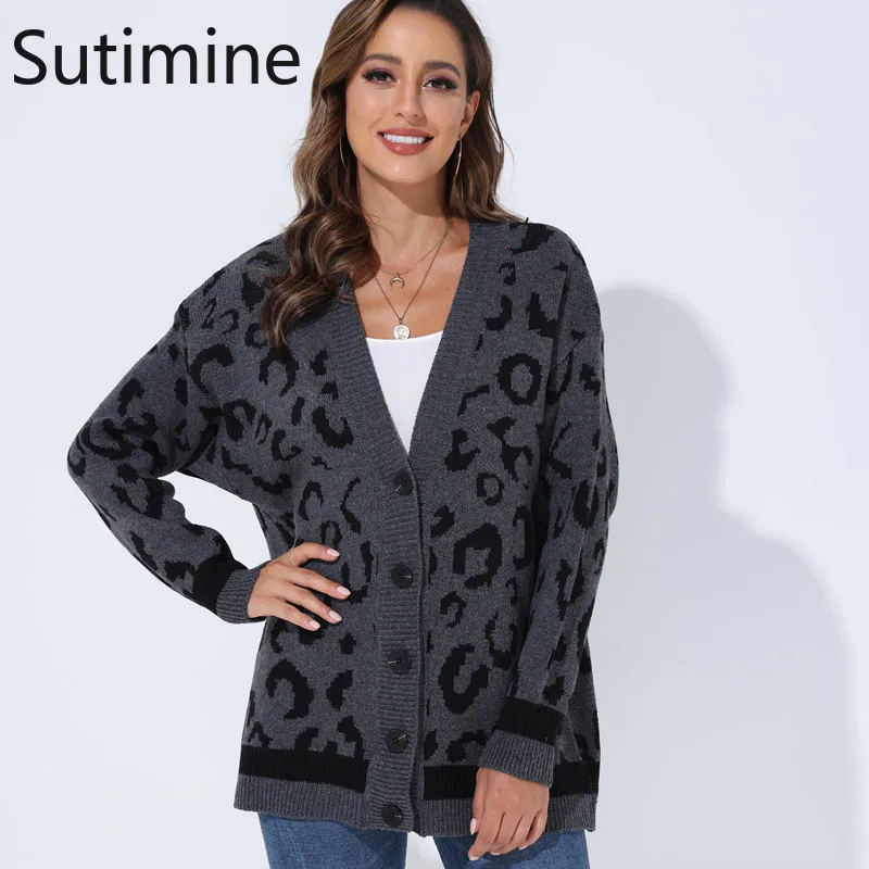2021Women's sweater Knitted Leopard Printed Cardigan Autumn Winter Female Casual Singla Breasted Long Sleeve Soft Knitted Coat
2021Women's sweater Knitted Leopard Printed Cardigan Autumn Winter Female Casual Singla Breasted Long Sleeve Soft Knitted Coat