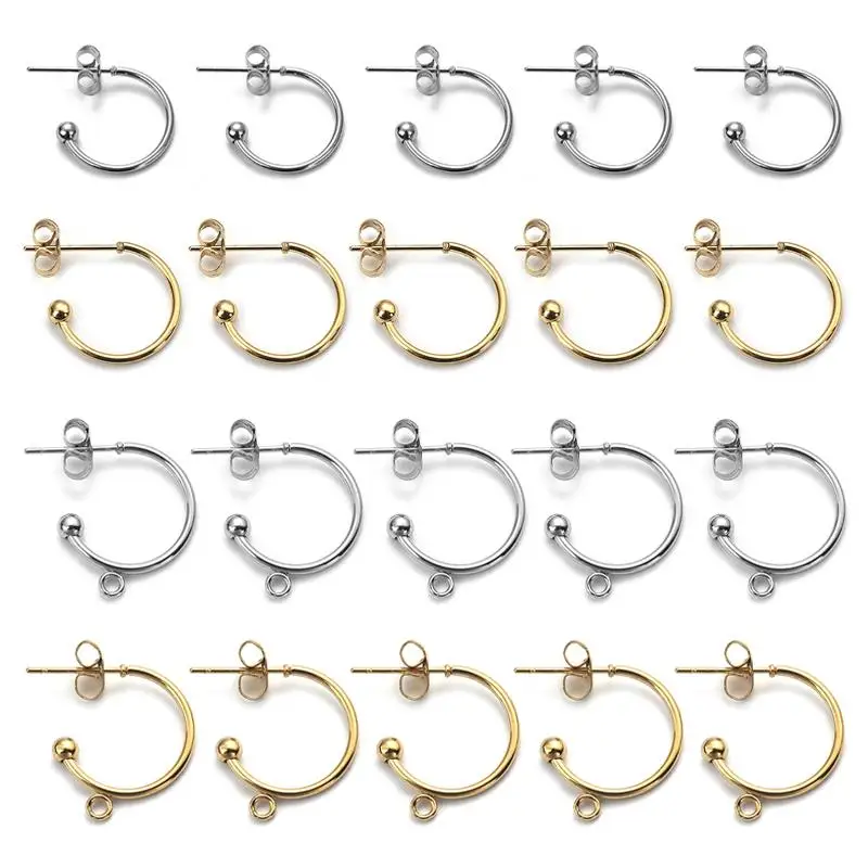 5 Pair Stainless Steel Half Circle Open Earrings Hook Ear Acupuncture Earrings With Earplugs DIY Jewelry Making Accessories
5 Pair Stainless Steel Half Circle Open Earrings Hook Ear Acupuncture Earrings With Earplugs DIY Jewelry Making Accessories