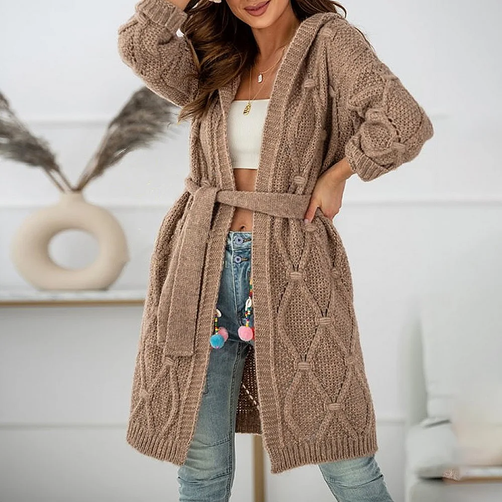 Nowssa Autumn Women Knitted Sweater Open Stitch Hooded Letters Loose Sweaters Fall Fashion New Sweaters for Women 2021 Cardigan
Nowssa Autumn Women Knitted Sweater Open Stitch Hooded Letters Loose Sweaters Fall Fashion New Sweaters for Women 2021 Cardigan