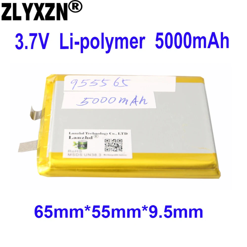 

1-12pcs Lithium Batteries 3.7V Lipo Li-Po battery Rechargeable 55*65*9.5mm 4000mAh Li-polymer Batteries For Tablet digital DVD
