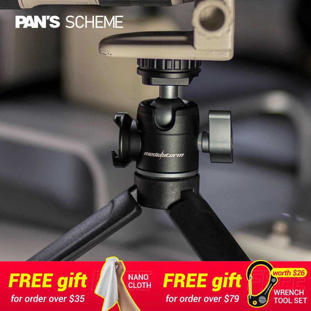 PAN'S SCHEME Dual Cold Shoe Ball Head Mount Tripod Gimbal Universal 360° Vlog Rig DSLR Camera Phone For Sony Canon Nikon
PAN'S SCHEME Dual Cold Shoe Ball Head Mount Tripod Gimbal Universal 360° Vlog Rig DSLR Camera Phone For Sony Canon Nikon