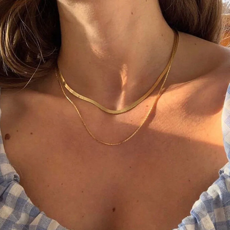 Stainless Steel Gold Necklace For Women Charm Snake Chain Double Layer Choker Necklacs Jewelry Gift Collar Collier Femme
Stainless Steel Gold Necklace For Women Charm Snake Chain Double Layer Choker Necklacs Jewelry Gift Collar Collier Femme
