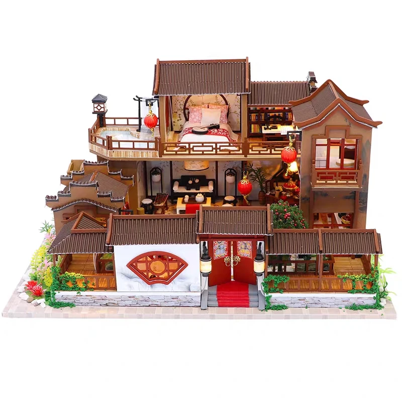 Фото DIY кукольный домик деревянная Миниатюрная игрушка в китайском - купить