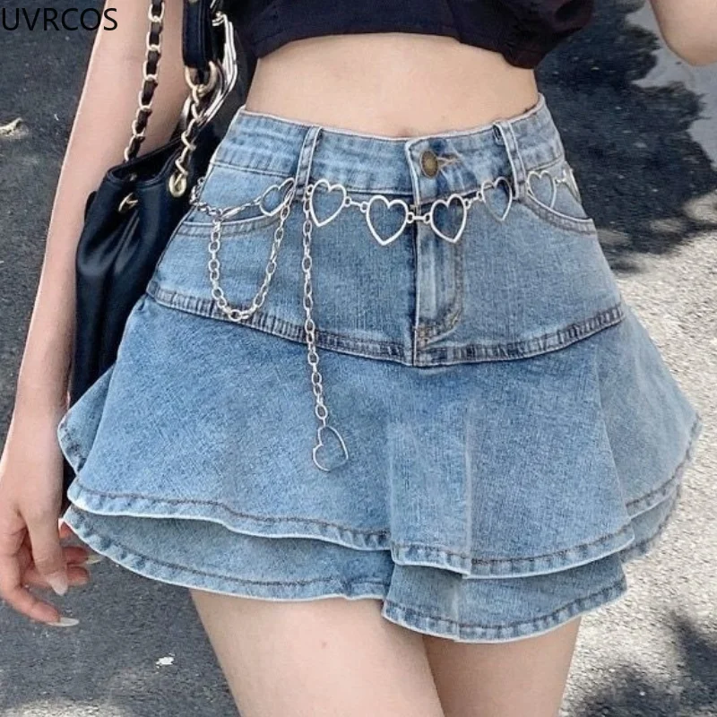 Japanese Harajuku Y2k Denim Mini Skirts Women Streetwear Ruffled Shorrt Skirt Preppy Style E-girl High Waist Casual Jeans Skirt
Japanese Harajuku Y2k Denim Mini Skirts Women Streetwear Ruffled Shorrt Skirt Preppy Style E-girl High Waist Casual Jeans Skirt