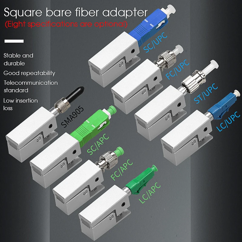 

Квадратный волоконно-оптический адаптер SC/FC/ST/LC-UPC/APC SMA905, фланцевый соединитель оптического волокна, OTDR VFL, Временный испытательный конверте...