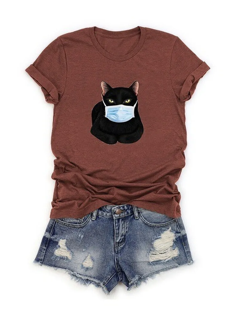 Wearing Mask Cat Print T Shirt Women Short Sleeve O Neck Loose Tshirt Summer Women Tee Shirt Tops Camisetas Mujer
Wearing Mask Cat Print T Shirt Women Short Sleeve O Neck Loose Tshirt Summer Women Tee Shirt Tops Camisetas Mujer