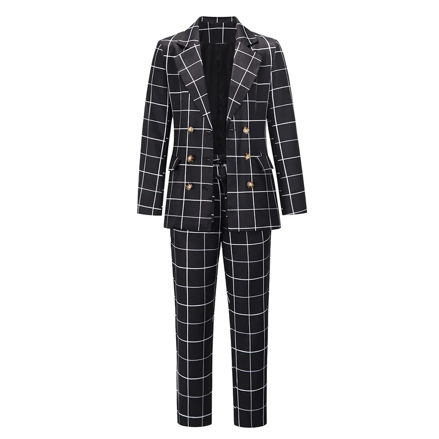European and American 2021 Autumn and Winter Plaid Small Suit Foreign Casual Temperament Double-breasted Suit Large Size Female
European and American 2021 Autumn and Winter Plaid Small Suit Foreign Casual Temperament Double-breasted Suit Large Size Female