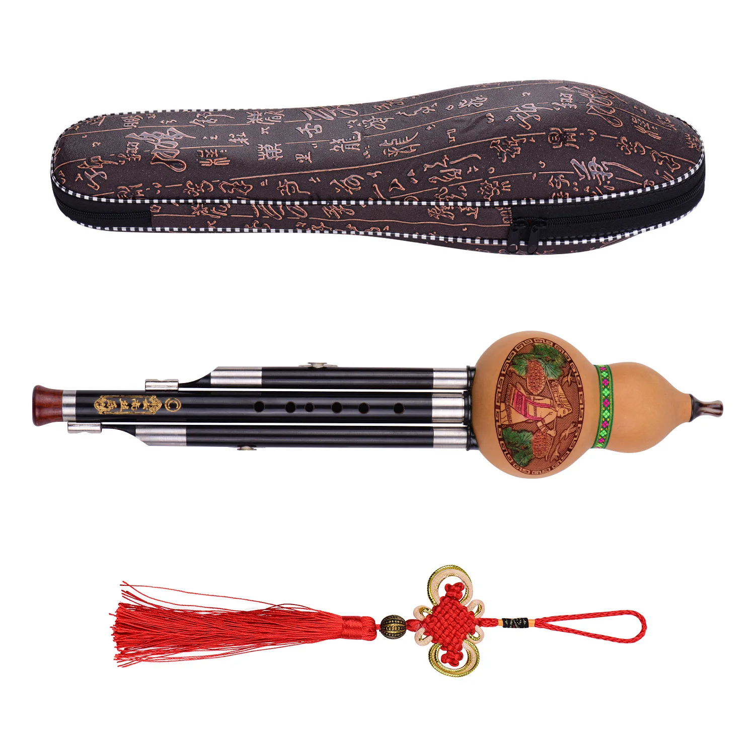 Чехол для китайского традиционного инструмента, 3 тона C-Key Hulusi Gourd Cucurbit Flute, из черного дерева, с китайским узлом 
Чехол для китайского традиционного инструмента, 3 тона C-Key Hulusi Gourd Cucurbit Flute, из черного дерева, с китайским узлом
