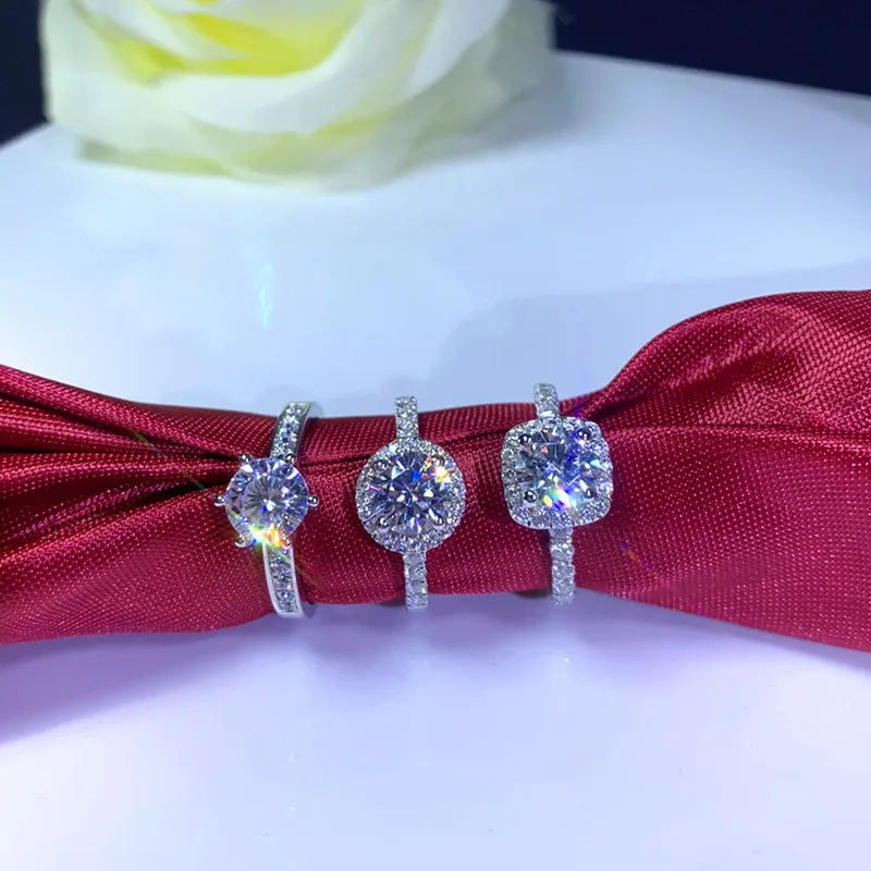 Обручальные кольца с муассантом inbeaut серебро 925 пробы превосходное ограненное