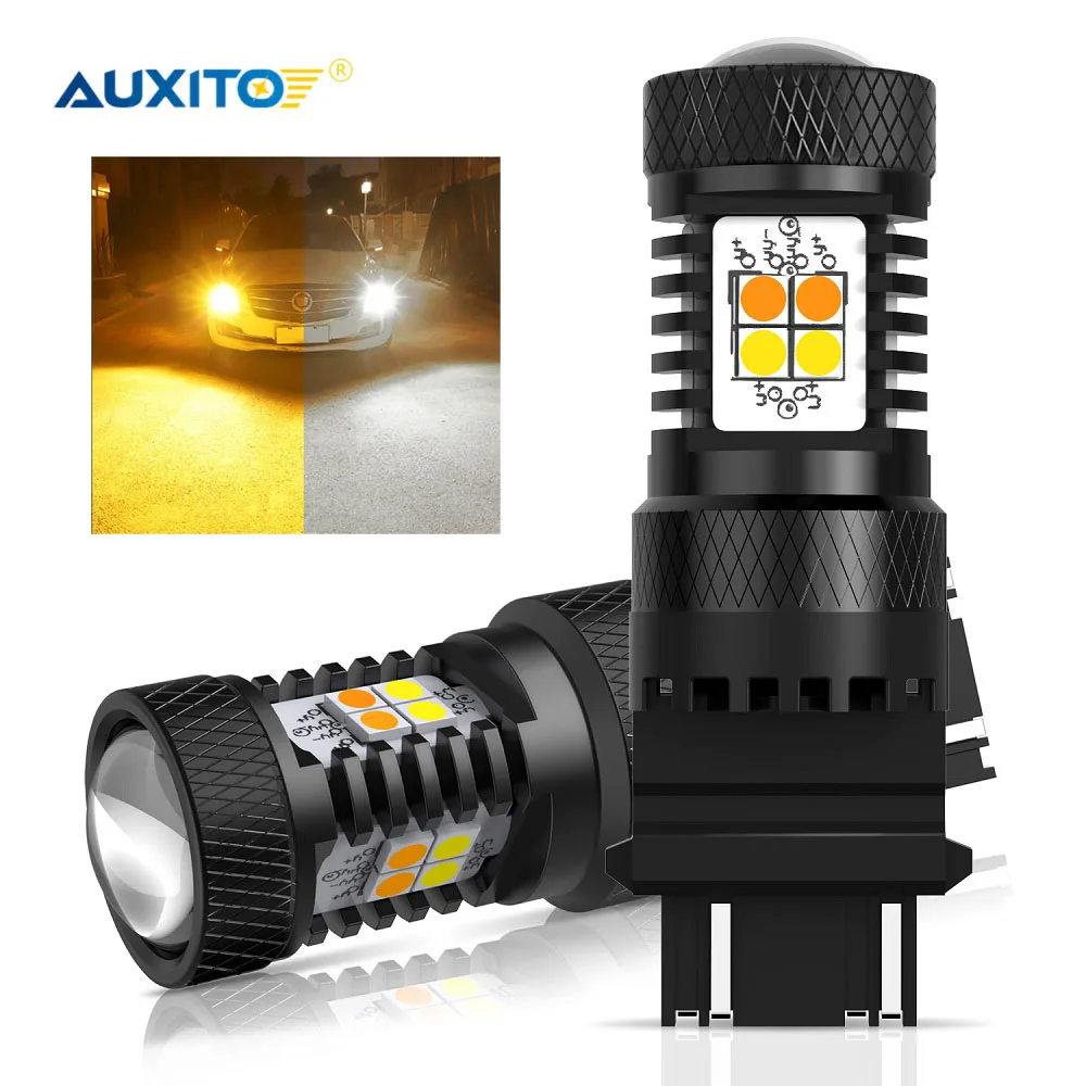 

AUXITO 2Pcs 3157 T20 7443 W21/5W W21W LED Canbus Switchback Bulbs For Car DRL Turn Signal Lights Dual Color White and Amber 12V