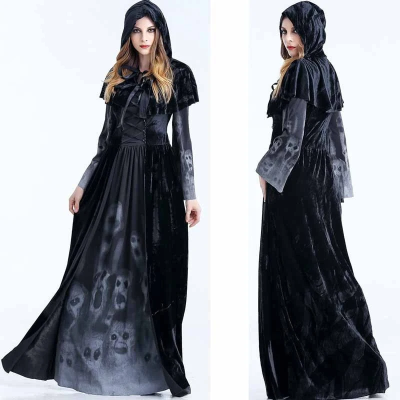 

New Halloween Cosplay Dress Black Devil Dress Women Christmas Dress Witch Dress Vampire Death Halloween Rave Clothes VDB1062