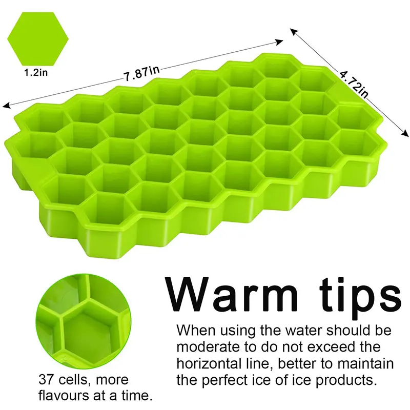 37 Cavity Ice Cube Tray Honeycomb Ice Cube Mold Food Grade Flexible Silicone Ice Molds for Whiskey Cocktail
37 Cavity Ice Cube Tray Honeycomb Ice Cube Mold Food Grade Flexible Silicone Ice Molds for Whiskey Cocktail