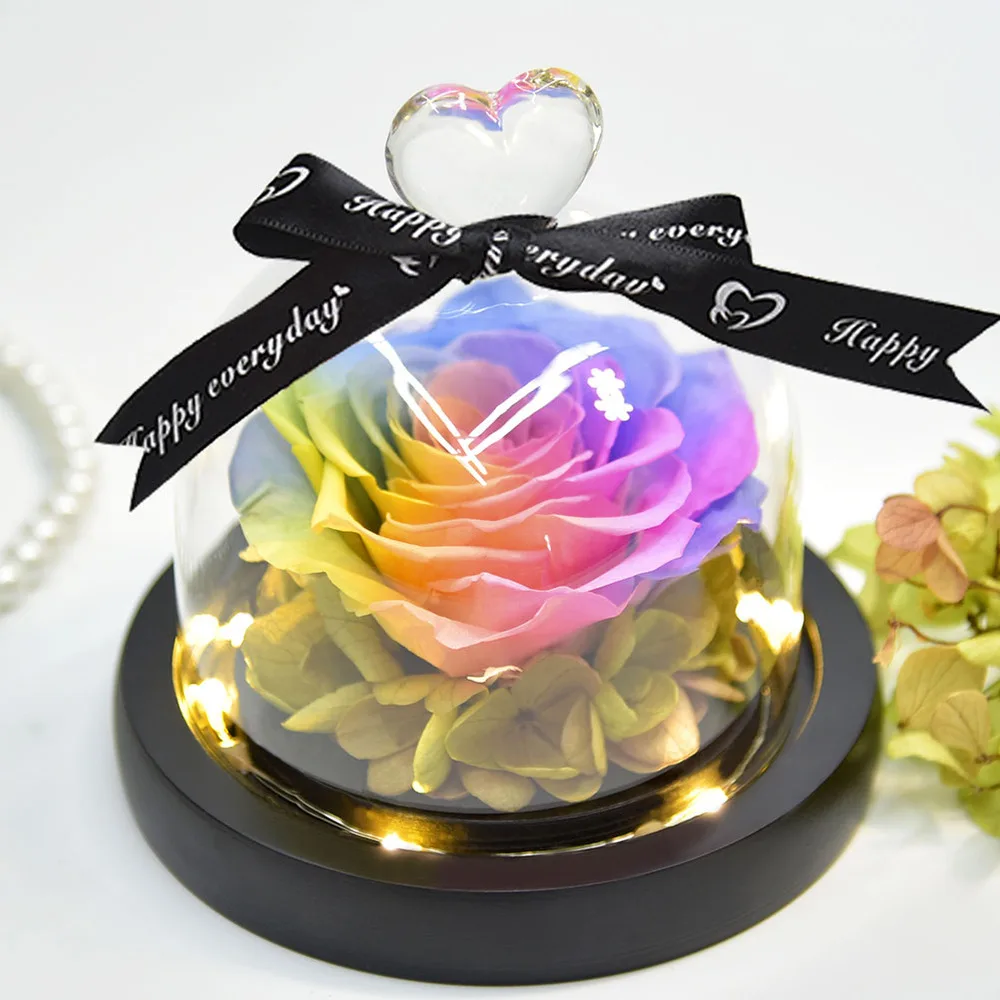 Glowing Eternal Rose Decor Glass Cover Desktop Adornment Home Ornament Valentine's Day Gift for without Battery (Black)
Glowing Eternal Rose Decor Glass Cover Desktop Adornment Home Ornament Valentine's Day Gift for without Battery (Black)