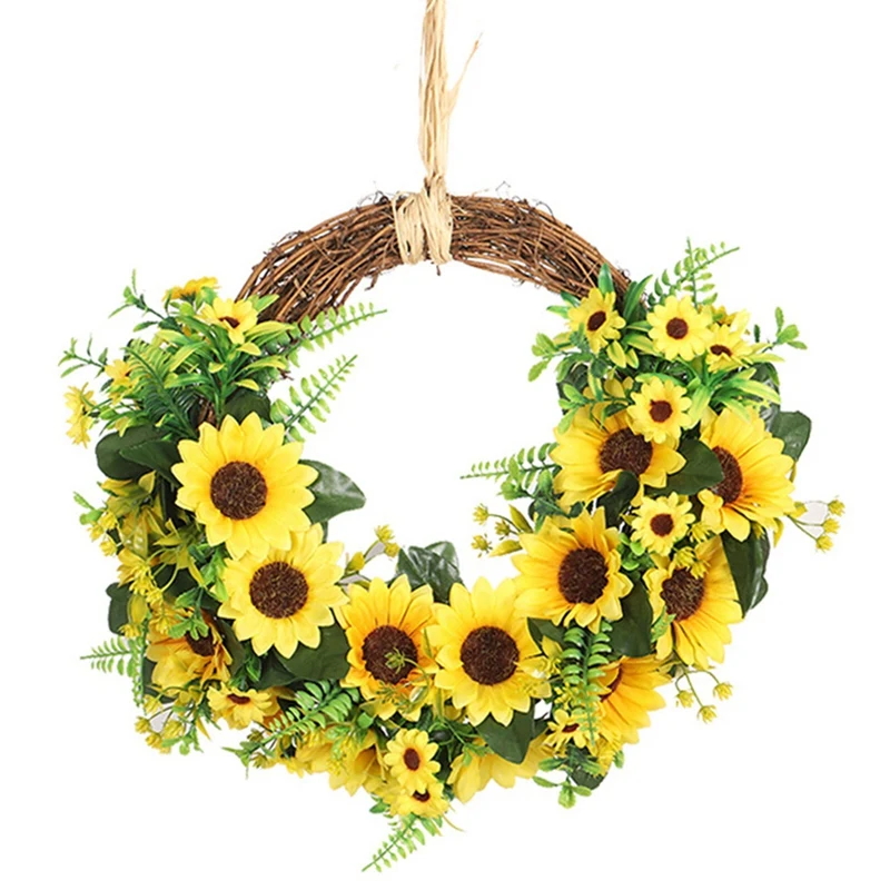 

Artificial Sunflower Front Door Wreath, for Door Decors, Weddings, Parties, and Home Decorations
