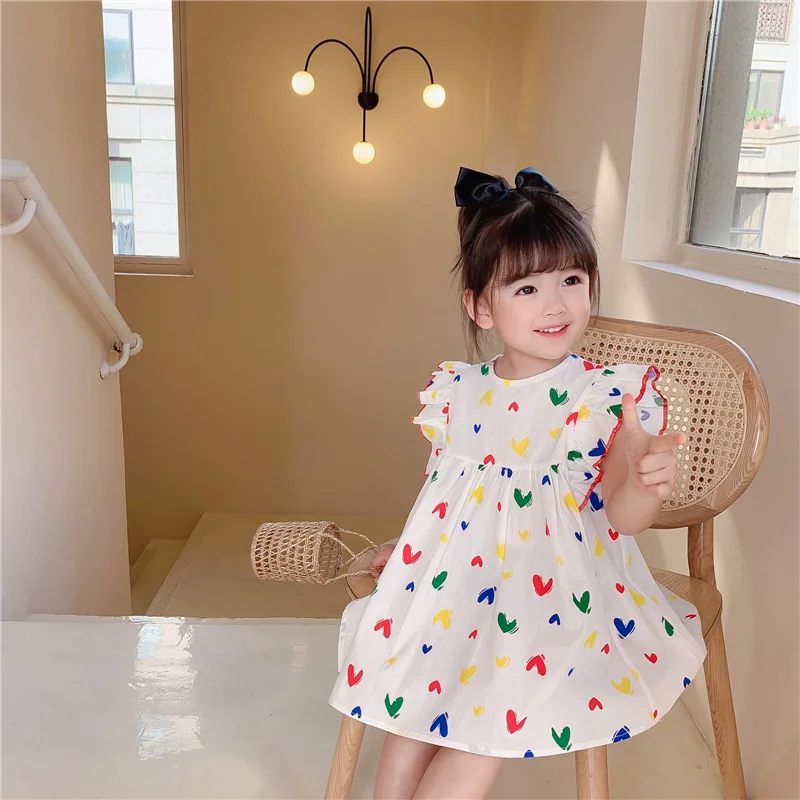 2021 Summer Little Princess Fly Sleeve Heart Printing Cute Dress Baby Girls Sleeveless Casual Dress
2021 Summer Little Princess Fly Sleeve Heart Printing Cute Dress Baby Girls Sleeveless Casual Dress